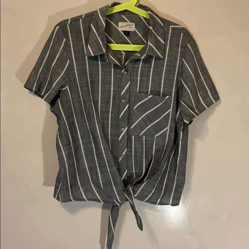Universal Thread Tie Front Collared Top